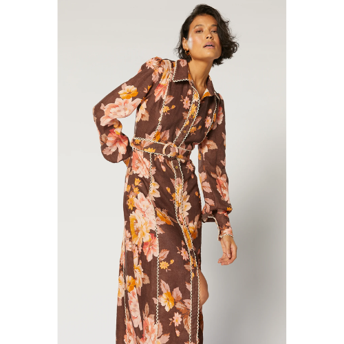 WINONA | DAHLIA BUTTON MAXI DRESS - BROWN FLORAL - Image 3