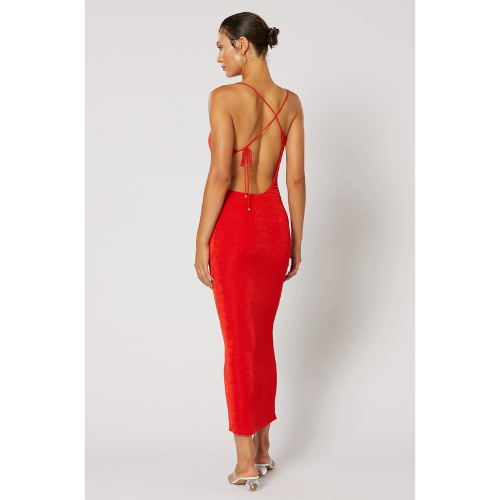 WINONA | SALVE TIE BACK DRESS - RED - Image 3