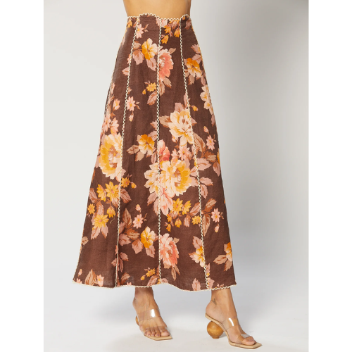 WINONA | DAHLIA MIDI SKIRT - BROWN FLORAL - Image 4