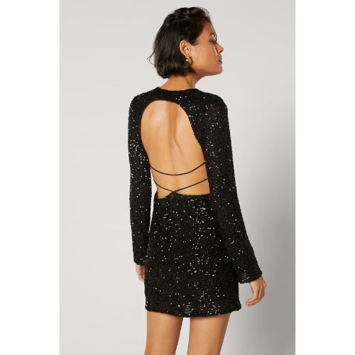 WINONA | HALLE SHORT DRESS - BLACK SEQUIN - Image 2