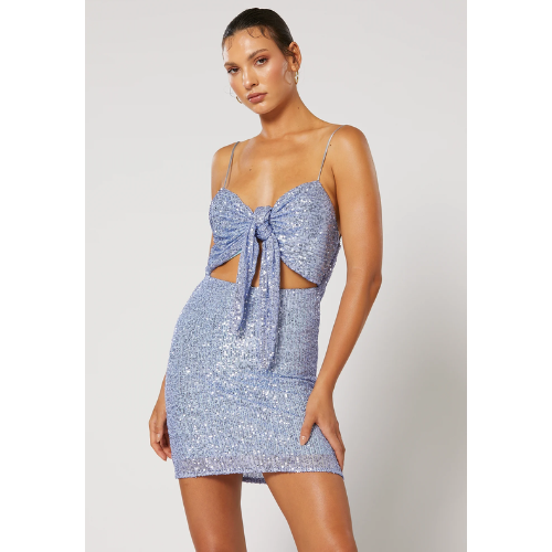 WINONA | MARINI TIE FRONT DRESS - BLUE - Image 2
