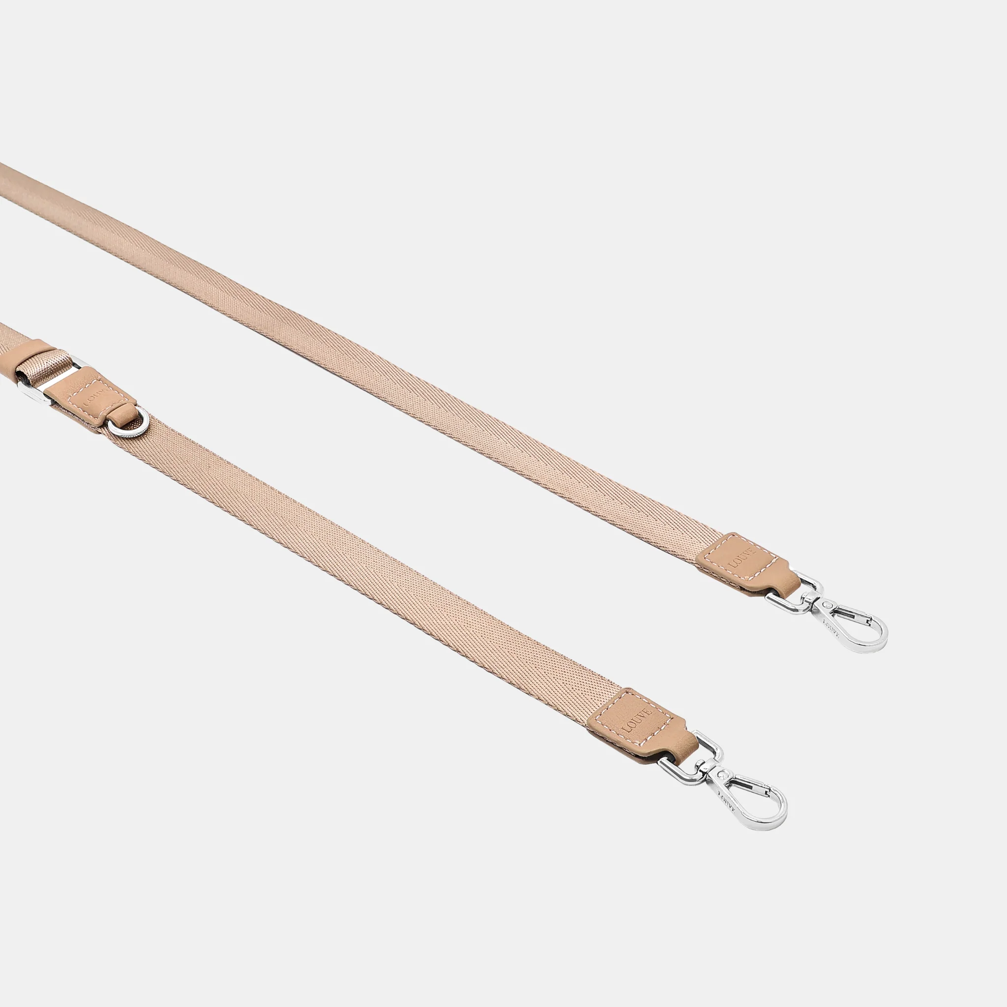 LOUVE COLLECTION | LUXURY PHONE LANYARD - BEIGE | SILVER HARDWARE - Image 2
