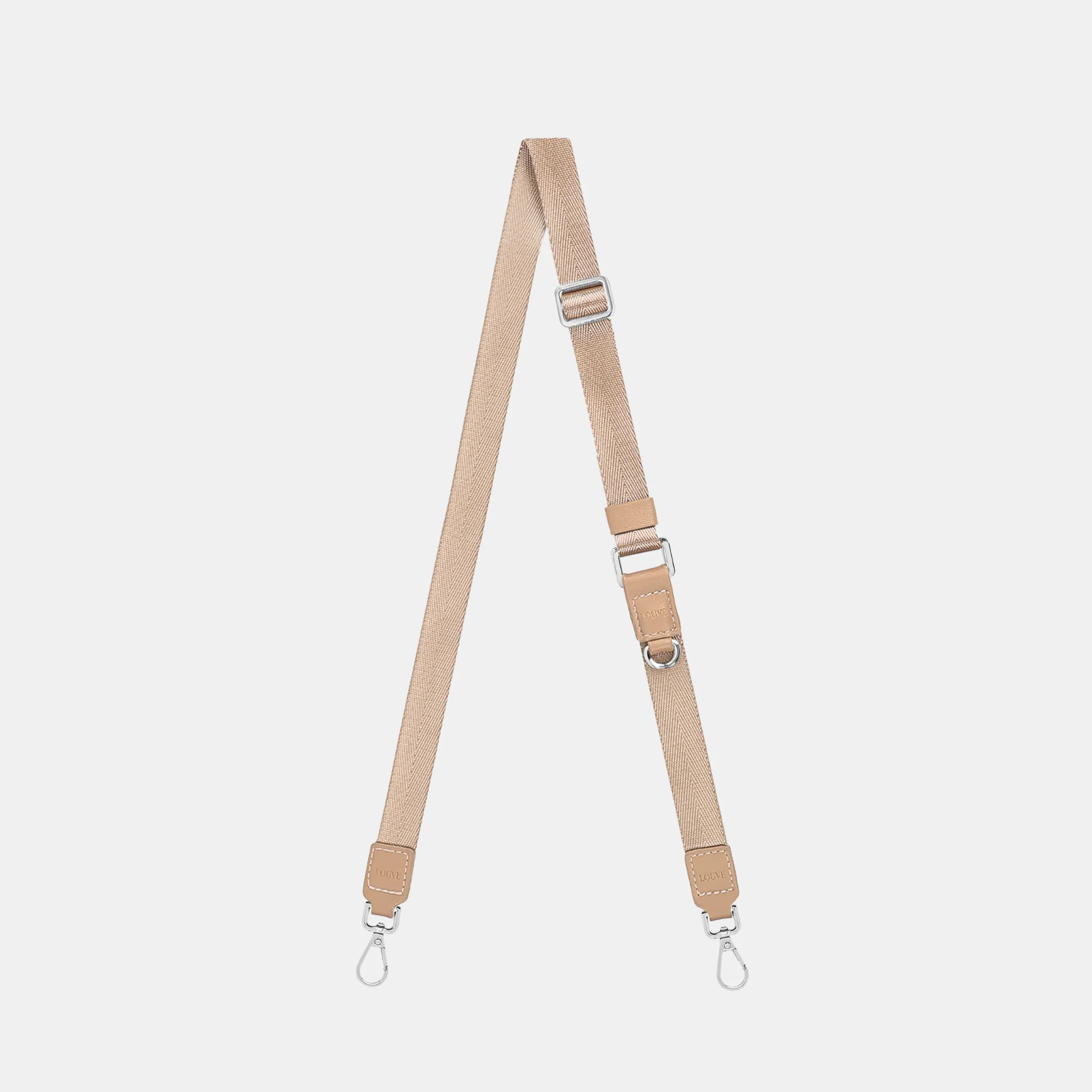 LOUVE COLLECTION | LUXURY PHONE LANYARD - BEIGE | SILVER HARDWARE