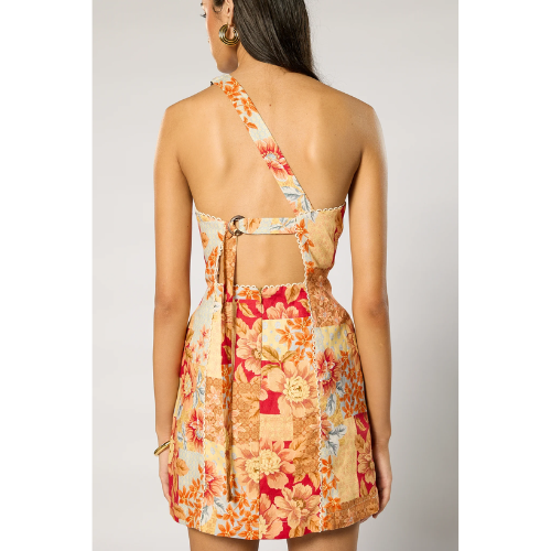 WINONA | SOLENE ASYMMETRICAL SHORT DRESS - ORANGE FLORAL - Image 3