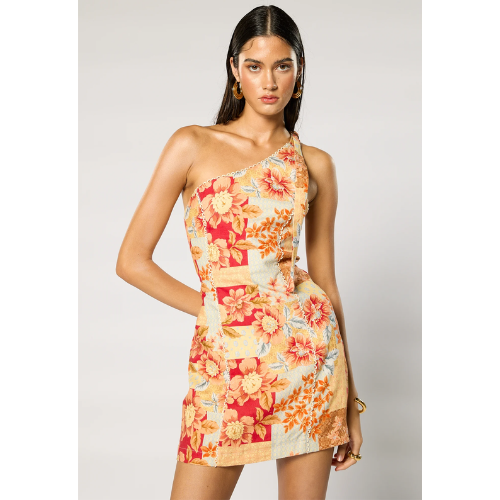 WINONA | SOLENE ASYMMETRICAL SHORT DRESS - ORANGE FLORAL - Image 2