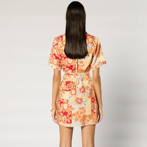 WINONA | SOLENE BUTTON UP SHORT DRESS - ORANGE FLORAL - Image 3