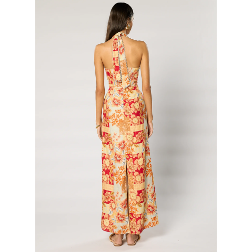 WINONA | SOLENE HALTER MAXI DRESS - ORANGE FLORAL - Image 3