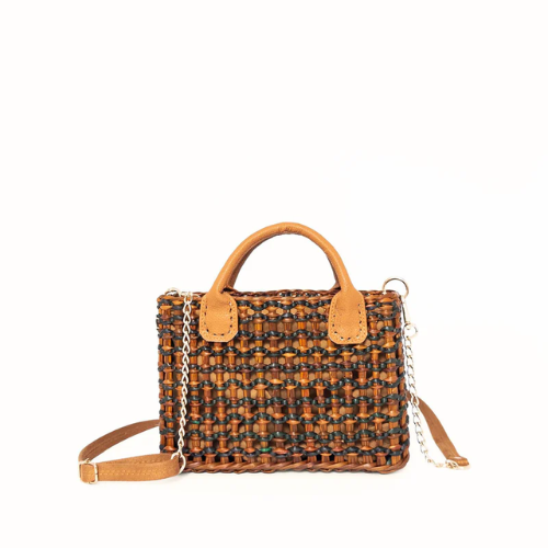 ORANGE INCA | The Brigitte, Faux Leather Handles - Camel and Military Green