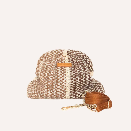 ORANGE INCA | Luna Kiss Lock Frame Clutch - Browns and Ivory - Image 2
