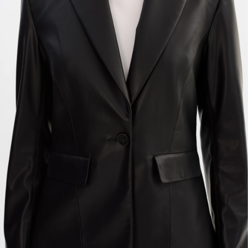 LAMARQUE | DAVIE | Faux Leather Blazer - BLACK - Image 3