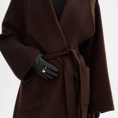 LAMARQUE | COREEN | Belted Wool Maxi Coat - DARK BROWN - Image 3