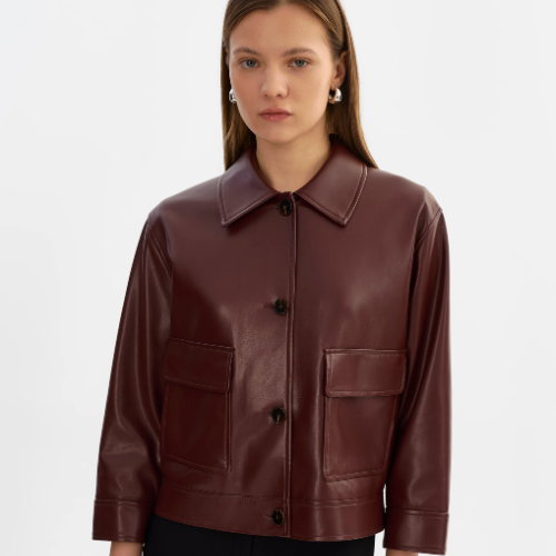 LAMARQUE | ELARA | Faux Leather Jacket - WAX BROWN - Image 2