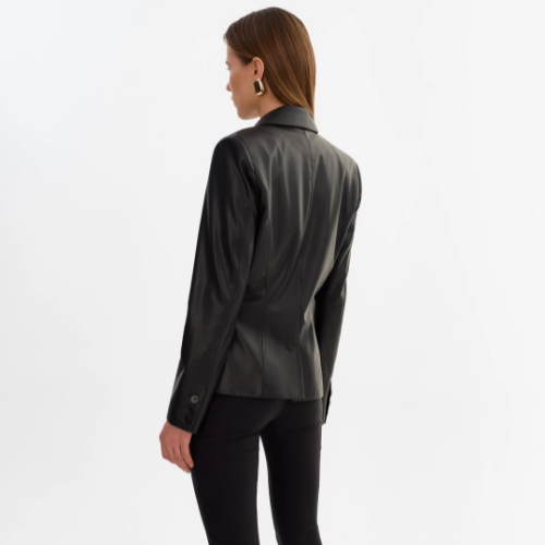 LAMARQUE | DAVIE | Faux Leather Blazer - BLACK - Image 4