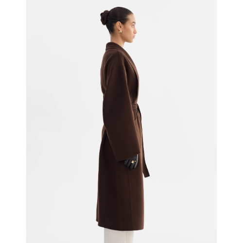 LAMARQUE | COREEN | Belted Wool Maxi Coat - DARK BROWN - Image 2