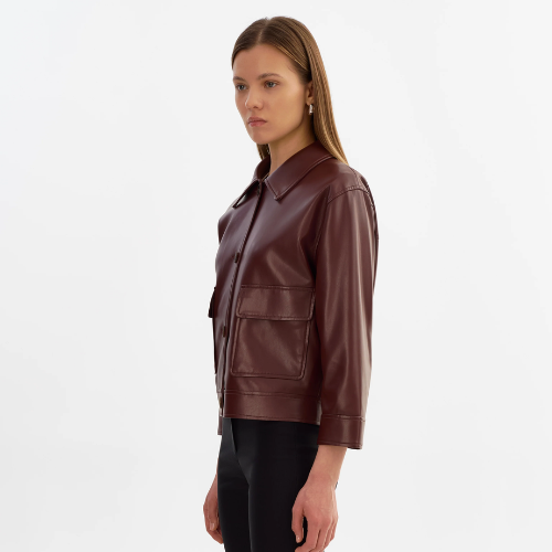 LAMARQUE | ELARA | Faux Leather Jacket - WAX BROWN - Image 3