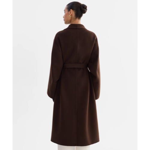 LAMARQUE | COREEN | Belted Wool Maxi Coat - DARK BROWN - Image 4