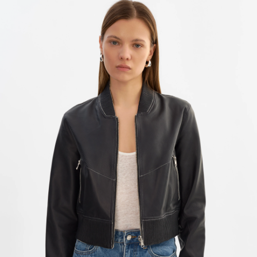 LAMARQUE | KORDELLA | Reversible Leather Bomber Jacket - CHARCOAL/SNAKE - Image 3