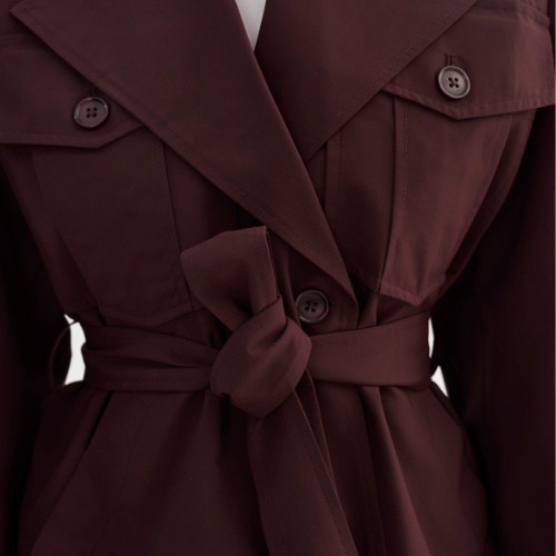 LAMARQUE | QUINN | Cropped Trench Coat - BURGUNDY - Image 4
