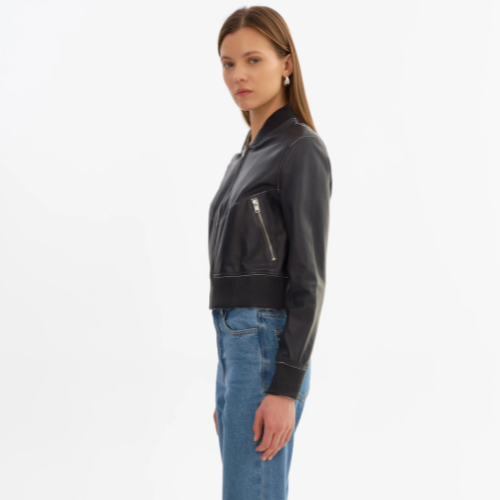 LAMARQUE | KORDELLA | Reversible Leather Bomber Jacket - CHARCOAL/SNAKE - Image 5