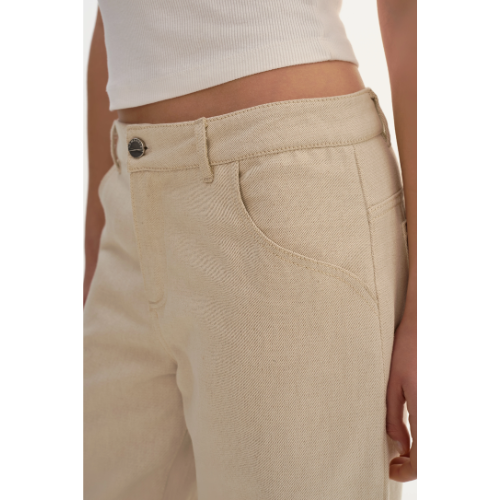 LAMARQUE | TALEEN | Linen Blend Twill Pants - NATURAL - Image 4