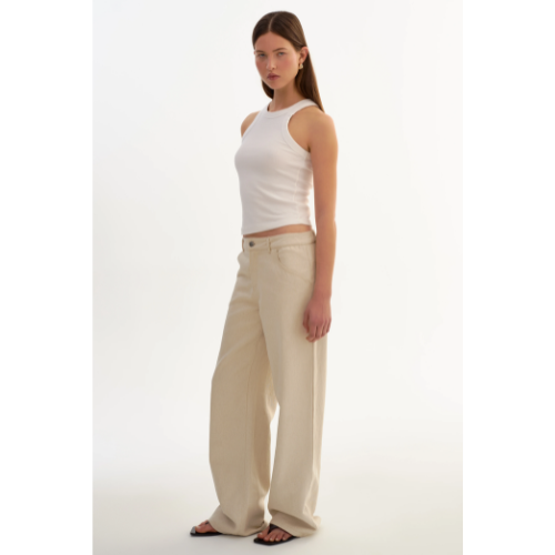 LAMARQUE | TALEEN | Linen Blend Twill Pants - NATURAL - Image 2
