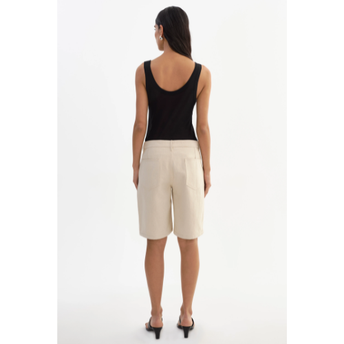 LAMARQUE | BARY | Linen Blend Twill Bermuda Shorts - NATURAL - Image 4