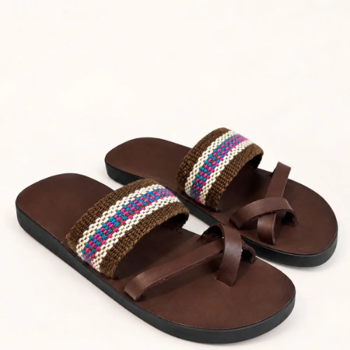 ORANGE INCA | The Pisac Toe Loop Sandal - Brown and Pink