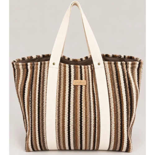 ORANGE INCA | The Manta Carryall - Brown and Cream Stripes