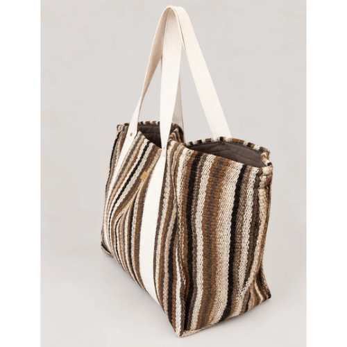 ORANGE INCA | The Manta Carryall - Brown and Cream Stripes - Image 2