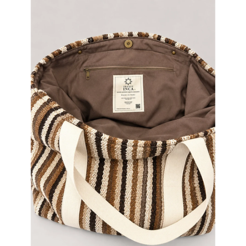 ORANGE INCA | The Manta Carryall - Brown and Cream Stripes - Image 3